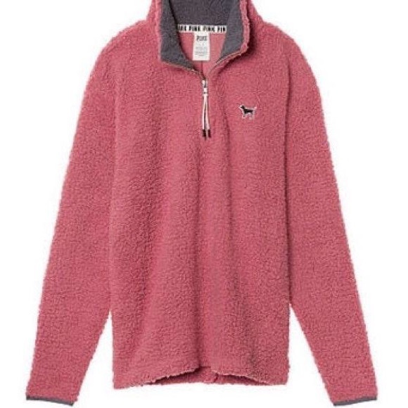 🍂VS Pink Sherpa Quarter ZIP Pullover - Picture 1 of 5